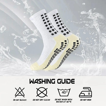 Men's Mid-Calf Sports Socks Breathable Anti-Slip Silicone Dotted Football Basketball Yoga Socks Comfortable Breathable Sports