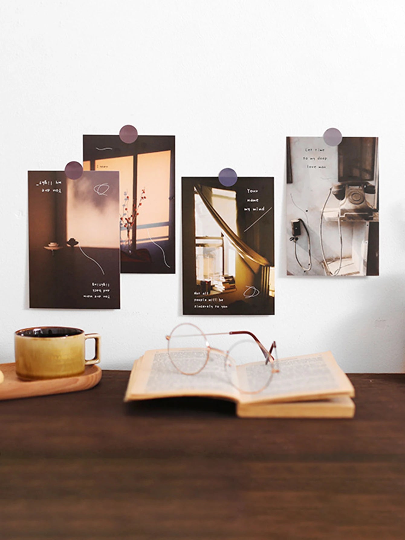 30pcs/pack Lifestyle-Themed Decorative Cards, Various Patterns, for Home Walls and Photo Frames (Includes Stickers)