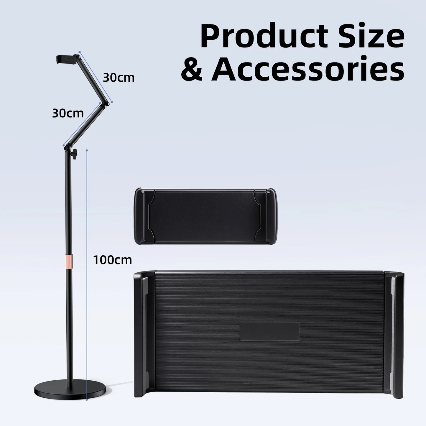 GOOJODOQ Tablet Stand Phone Holder Floor Lazy Support Stand Desktop Live Broadcast Stand Aluminum Alloy Retractable iPad Clip