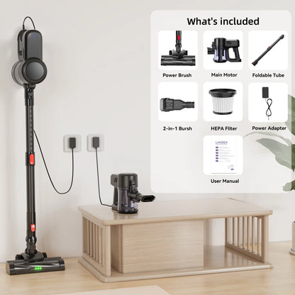 LAMZIEN V8 Cordless Vacuum Cleaner, 45000PA/40Min Runtime, Efficient HEPA Filtration, New Brushless Motor, Self-Standing, Vacuum Cleaners for Home/Pet Hair/Carpets/Floors