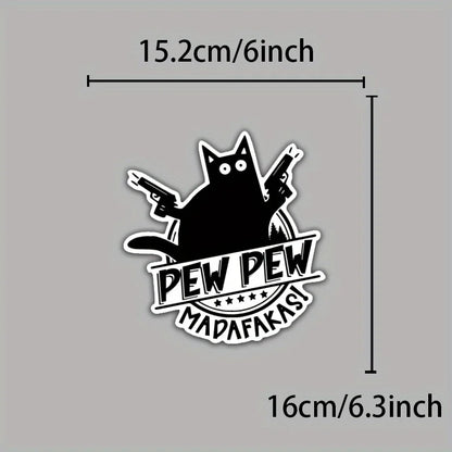"Pew Pew Madafakas" Cat with Guns Vinyl Sticker Waterproof Decal for Laptop Water Bottle Phone Car Van Tent Wall Decor