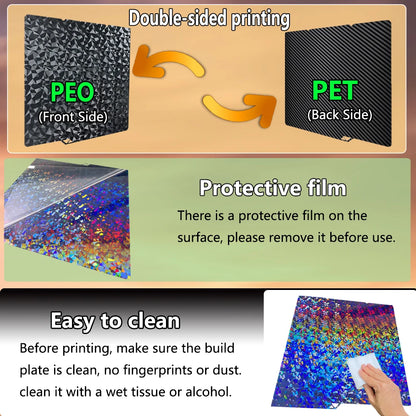 For Anycubic Kobra X, S1 S1C Build Plate Double Sided PEO PET PEY PEI Sheet Spring Steel Sheet for Anycubic Kobra S1 Combo Bed