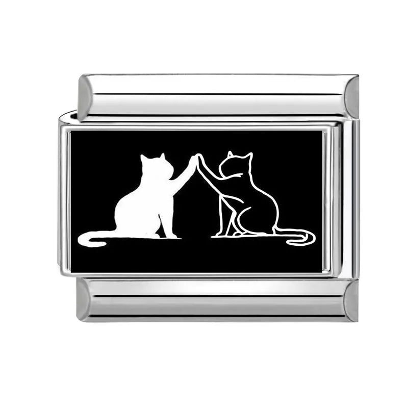 Fashion Dog Cats Star Black Red Charm Bracelet Fit 9mm Bracelet Stainless Steel Italian Links Making DIY Jewelrys Wholesale