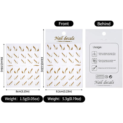 1pcs Gold Glitter French Design Nail Stickers White Silver Curve Lines Stripe Wave Nail Decals Slider Reflective Manicure Wraps