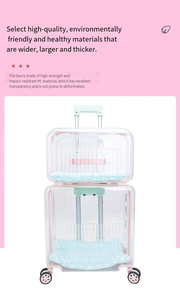 Pet Outdoor Suitcase Portable Car Mounted Double-layer Transparent Breathable Cat and Dog Tour Cat Bag
