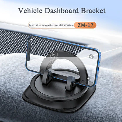 Dashboard Car Phone Holder 360° Rotation Universal Car Phone Mount With Non-Slip Silicone Replacement Tools For Smartphone