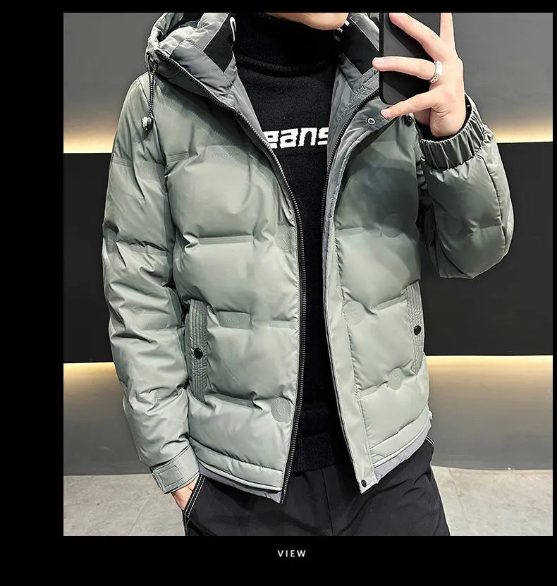 Hip Hop Men's Lightweight Hooded Down Jackets Winter Fashion Windbreaker Thick Warm Coats Outdoor Sport White Duck Down Jacket