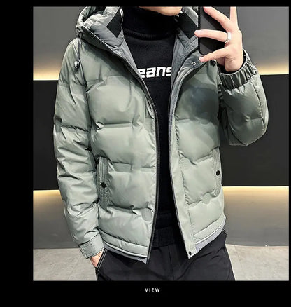 Hip Hop Men's Lightweight Hooded Down Jackets Winter Fashion Windbreaker Thick Warm Coats Outdoor Sport White Duck Down Jacket