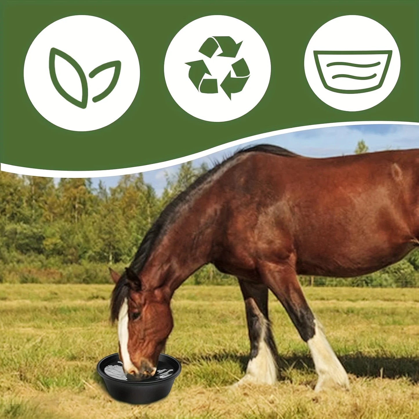 2Pcs Rubber Feeder Pan, 3 Gallon Rubber Horse Feed Pan Rubber Dog Bowl Pig Feeder Large Utility Feed Bucket for Goats Horses