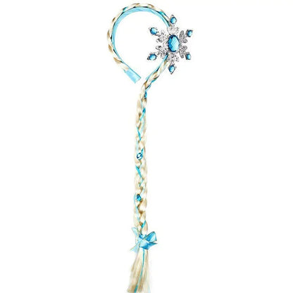 Elsa Princess Accessories Gloves Wand Crown Jewelry Set Elsa Wig Necklace Braid Girls Cosplay Snow Queen Dress Clothing Dress UP