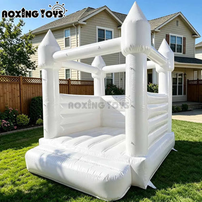 Outdoor White Inflatable Bounce House for Wedding, Commercial PVC Oxford Bounce Castle For kids Birthday Party