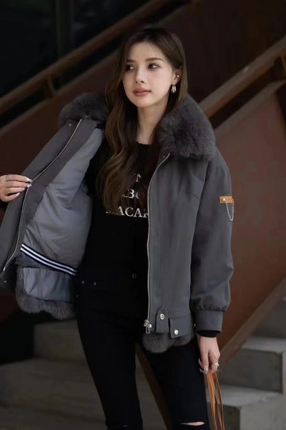 Upgraded 2023 Autumn/Winter omen's Pi vercomes Warm tras Coat Natural Fox Hair Fashion Wool Coat Temperament Slimming Inner Tank