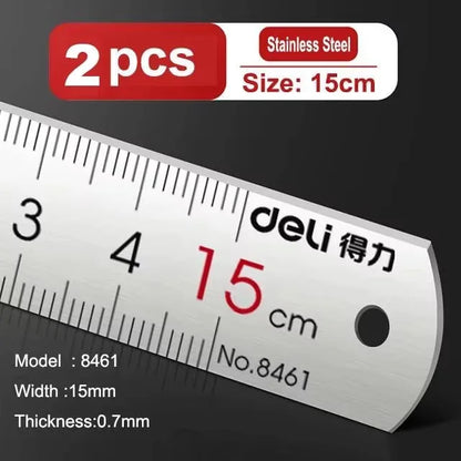 DELI Metal Ruler Precison Clear Marking Craft Wood Working Draft Measure Tool