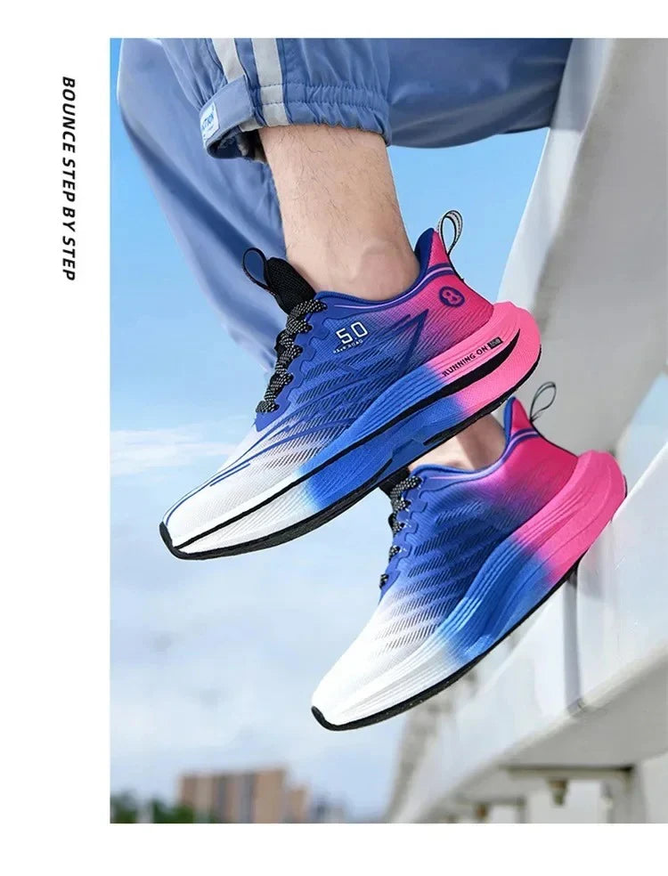 Brand Men's Carbon Plate Running Shoes Soft Cushion Shock Absorbing Sports Shoes Unisex Sneakers Light Anti-Slip Training Shoes