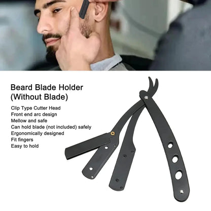 Men's Stainless Steel Razor Blade, Manual Razor Classic Wet Shaving, Black Razor Replaceable Blade