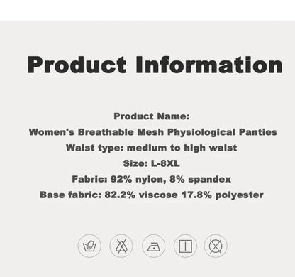 2pcs Women's Physiological Briefs Girl Menstrual Panties Ladies Period Leak Proof Panty Mid Waist Ice Silk Underwear