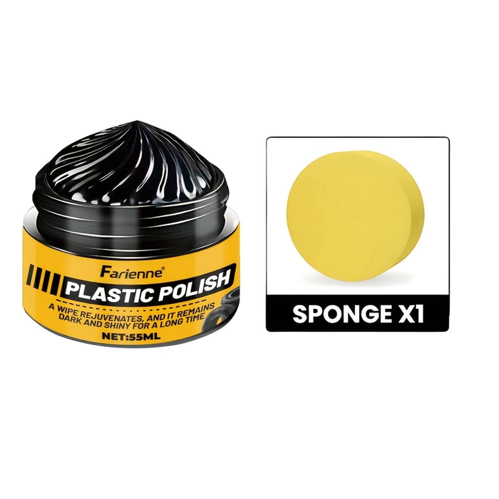 Farienne Plastic Scratch Repair Paste 55ml- Universal Blackening Cream for Car Interiors, Tires, Dashboards, Doors, Bumpers