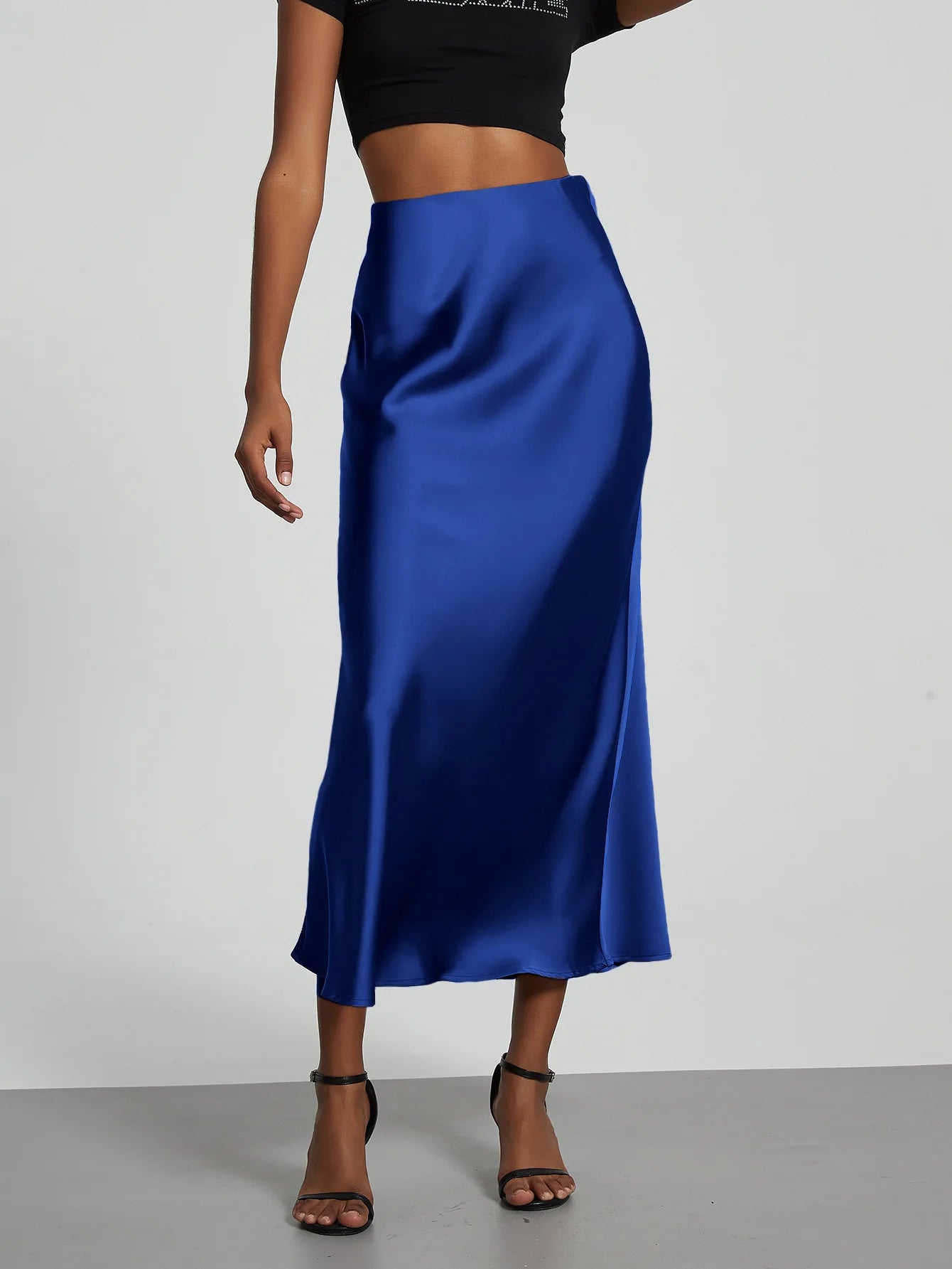 21 Colors New 2026 Women's Elegant High Waist Satin Long Skirts Female Summer Solid Color Faldas