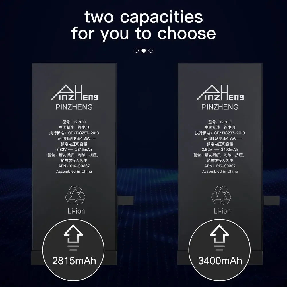 PINZHENG Real High Capacity Battery For iPhone X XR XS Max 12 13 Mini Pro Max 11 Pro Max Replacement Bateria Warranty One Year