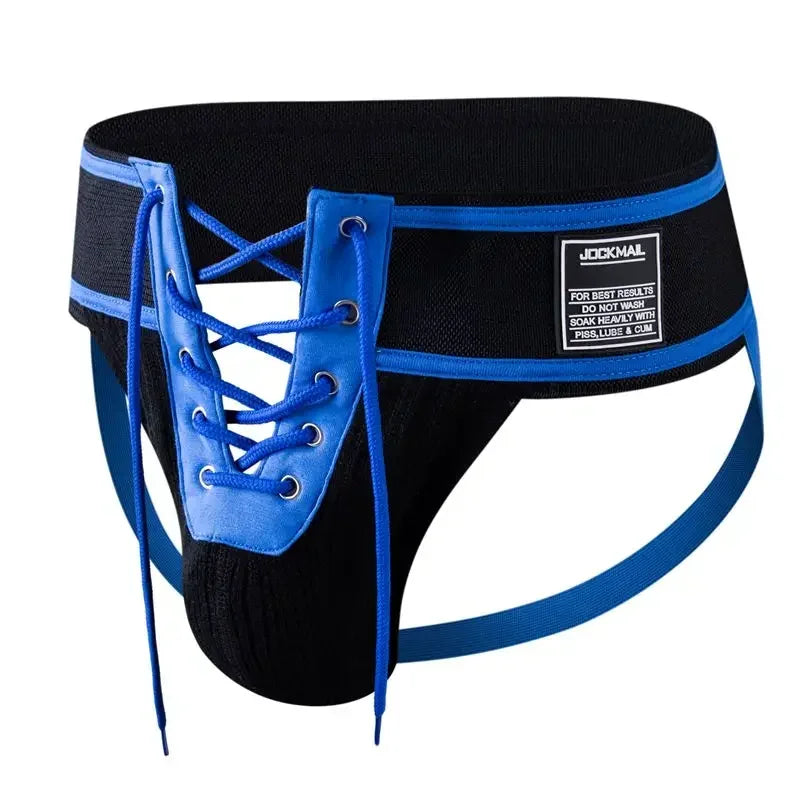 Open Front Men Jockstrap Briefs Athletic Supporter,3" Waistband Detachable Pouch Breathable Workout Sport Underwear Gay Thongs