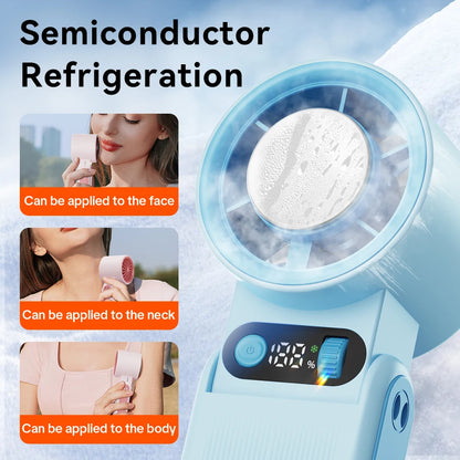 Portable Handheld Fan LED Digital Display With Refrigeration Board 90° Foldable  199Gear Strong Wind Speed 8000mAh F16