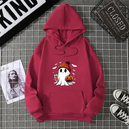 Women's Fashion Tops Casual O-neck Halloween Print Long Sleeve Loose Pullover Shirts, Creative Halloween Theme Printed Hoodie