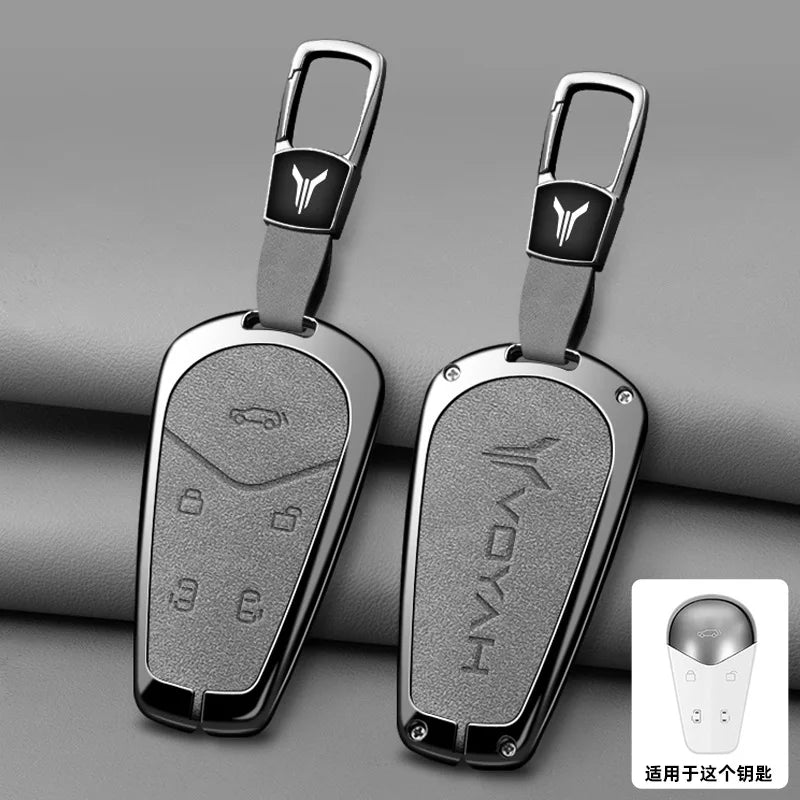 Car Interior Accessories Zinc Alloy Leather Key Case Cover Holder Chain For Voyah Free I-Land Dreamer PHEV Luxury Protective