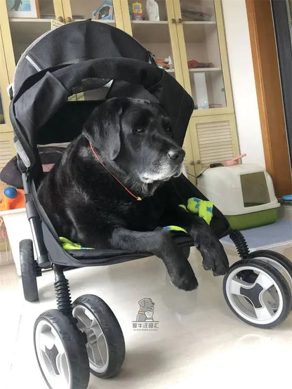 Portable Golden Retriever Large Dog Pet Stroller Cart Simple 4-wheel Foldable Large Capacity Stroller Outdoor Travel Pet Trolley