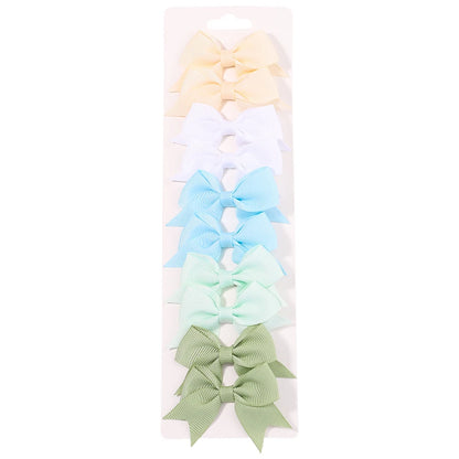 10Pcs/Set New Cute Solid Ribbon Bowknot Hair Clips for Baby Girls Handmade Bows Hairpin Barrettes Headwear Baby Hair Accessories