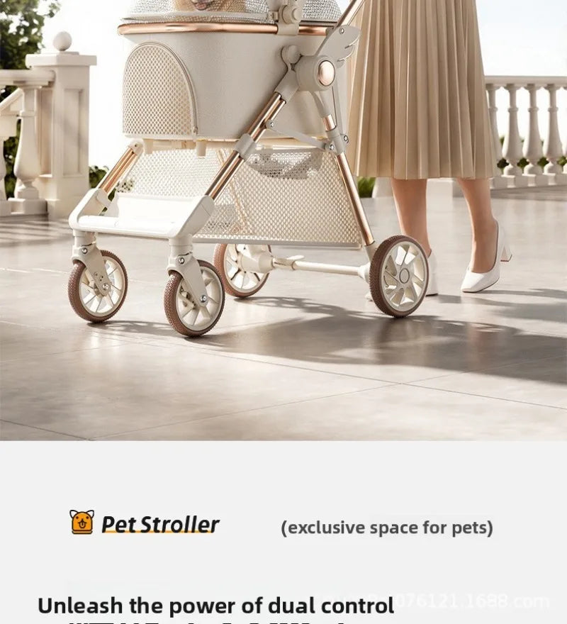 Pet Stroller Lightweight Foldable Portable Detachable Carrier Small Dogs Cats Walking Cart Dog Stroller Pettroller Dog Trolley