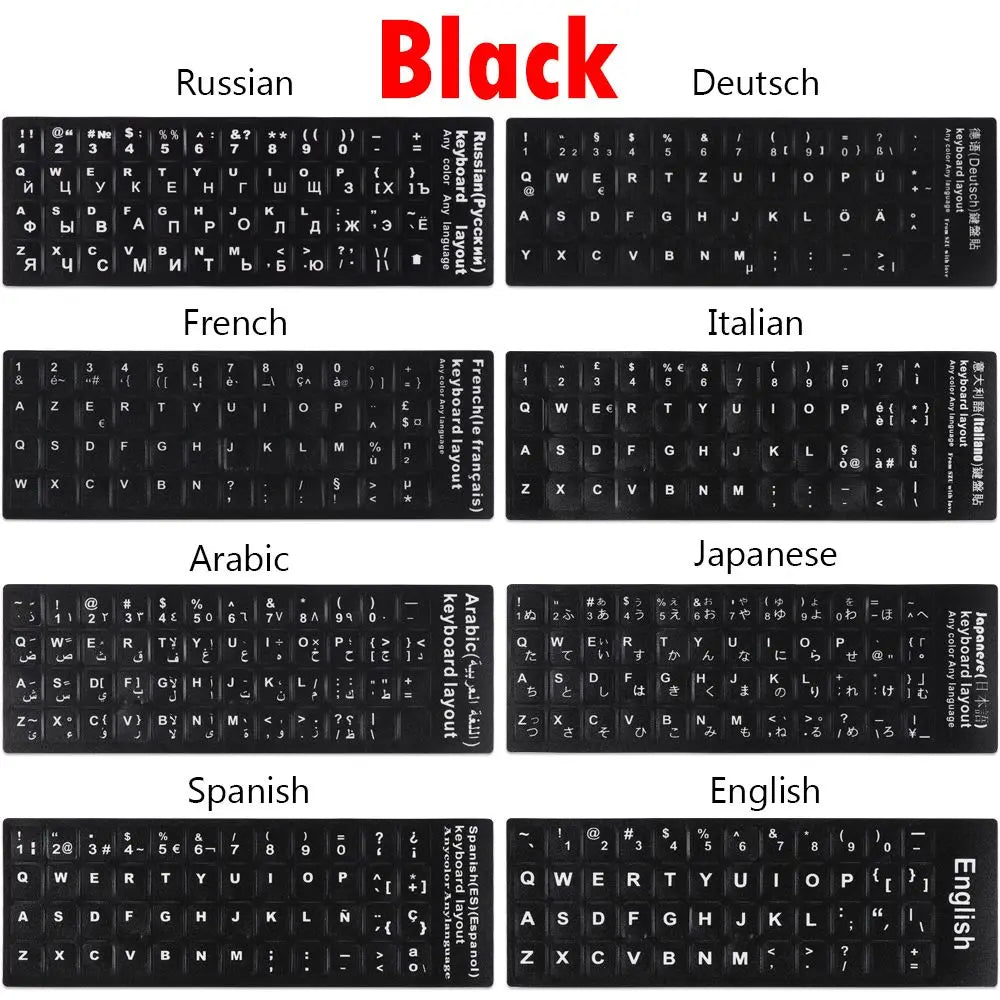 Non-slip Arabic Deutsch Spanish Keyboard Stickers Russian Letter Alphabet Layout English Wear-resistant Keyboard Covers