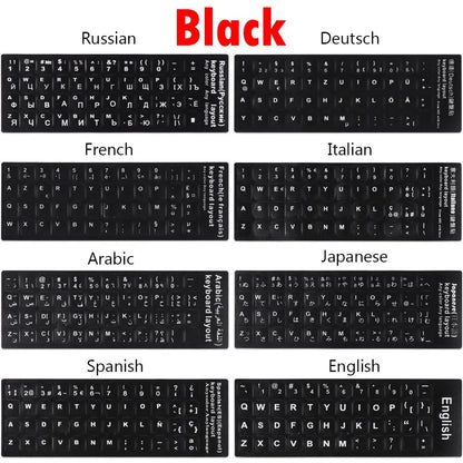 Non-slip Arabic Deutsch Spanish Keyboard Stickers Russian Letter Alphabet Layout English Wear-resistant Keyboard Covers