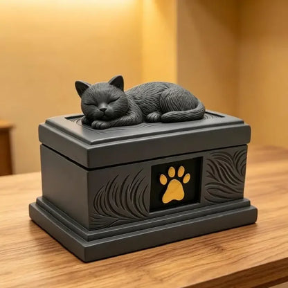 Pet Memorials Ornaments Resins Cats Asleep Urn Ashes Container Organizers for Animal Funeral Cremations and Cremations Gift 37JD