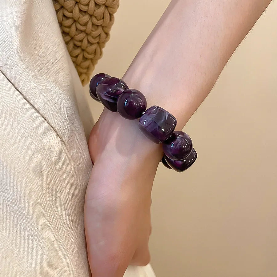 Acrylic Irregular Square Round Beaded Bracelet for Women European and American Simple Bracelet Korean Fashion Hand Accessories