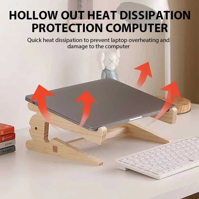 Solid Wood Laptop Stand Removable Vertical Bracket Cooling Base For Macbook Air Pro Accessories Convenient