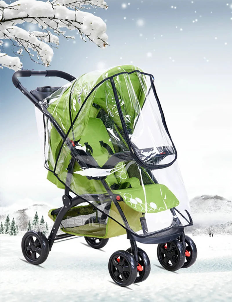 Transparent Baby Trolley Rain Cover Universal Waterproof Breathable Stroller Raincoat Zipper Opens Umbrella for Cart Accessories