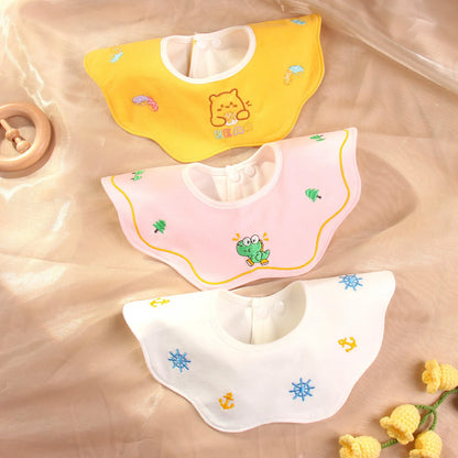 Cute Embroidery Cotton Baby Bibs Autumn New Infant Bib Newborn Burp Cloths for Kids Boy Girl Spring Soft Feeding Saliva Towel