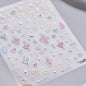 Gold Totem Red Heart Nail Art Stickers Aurora Holographic Star Moon Butterfly 5D Self Adhesive Nail Art RhinestoneS Stickers DIY