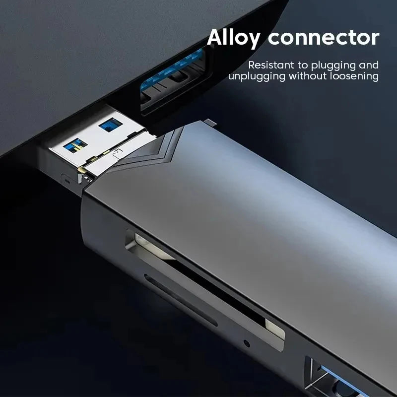6-in-1 USB 3.0 & Type-C Card Reader OTG – Multi-function SD/TF/Micro SD Card Adapter with USB 3.0 Port, High Speed Data Transfer
