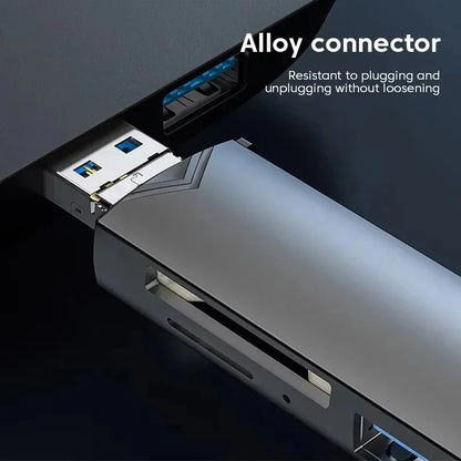 6-in-1 USB 3.0 & Type-C Card Reader OTG – Multi-function SD/TF/Micro SD Card Adapter with USB 3.0 Port, High Speed Data Transfer