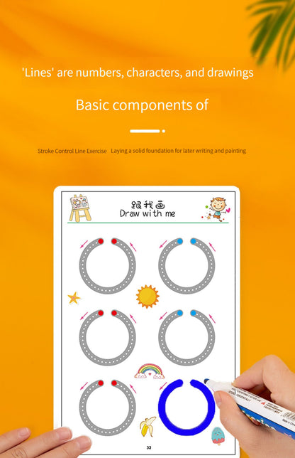 Magical Tracing Workbook Set Reusable Magic Practice Copybook for Kids with Drawing Pens and Eraser Learning Books Writing