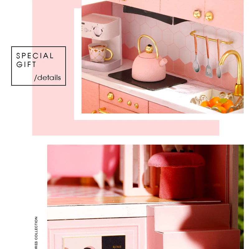 Doll House Kit 3D Wooden Mini DollHouse Assembly Building with Furniture Kit Toy For Birthday Gift 3D Puzzle Handmade Home Decor