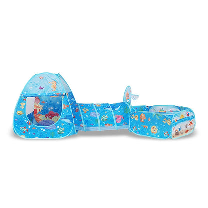Senior 3-in-1 Foldable Baby Playground Children's Game Tent Baby Ball Fence with Crawling Tunnel Basketball Frame Children Gifts