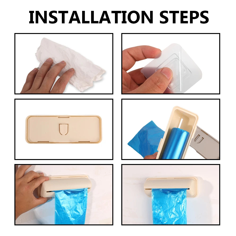Garbage Bag Storage Box Cling Film Container Wall Mounted Trash Bags Holder Kitchen Plastic Bags Dispenser Bathroom Organization