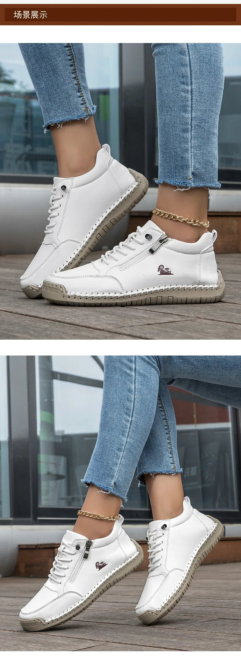 Women Sports Shoes 2026 New Outdoor Hiking Flat Bottomed Comfortable Casual Driving Shoes Soft Sole Zipper Fashion Leather Shoes