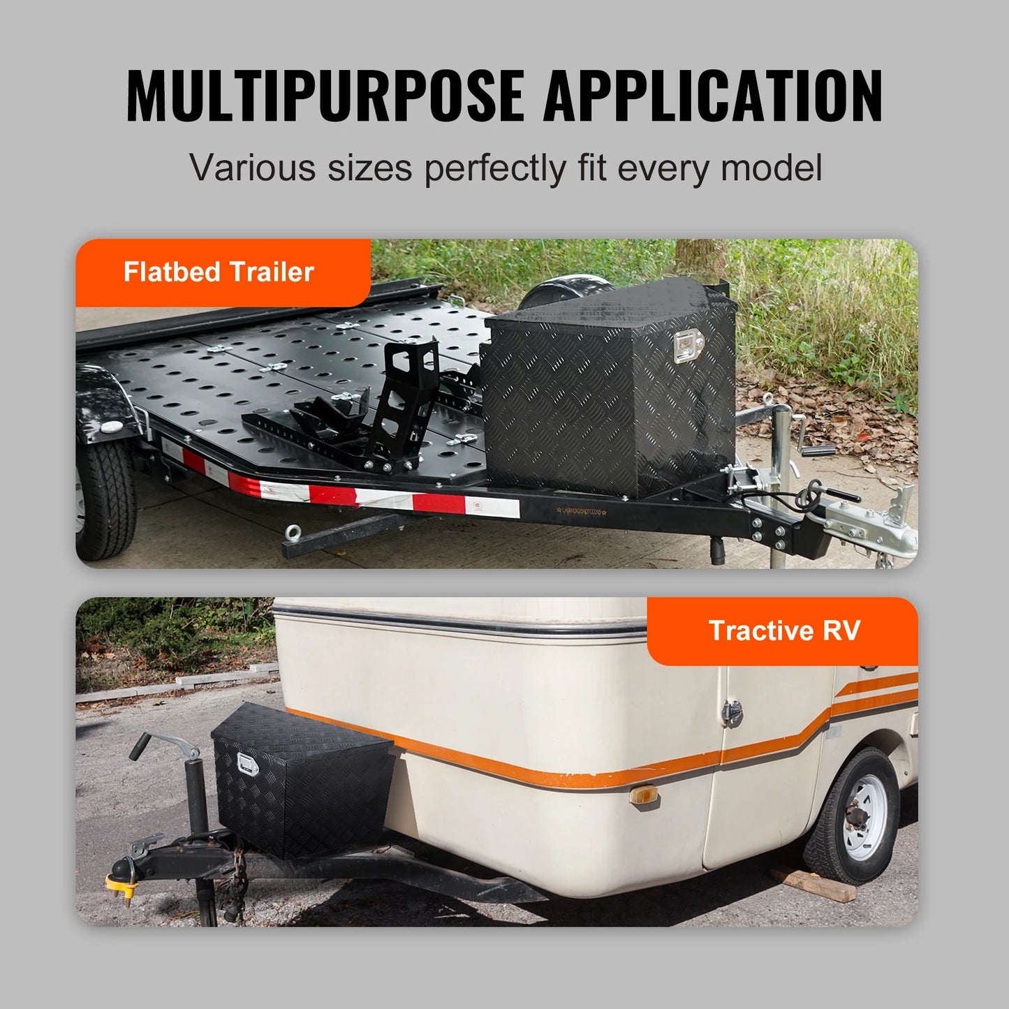SucceBuy Trailer Tongue Box Aluminum Alloy Tongue Box Tool Chest Heavy Duty Trailer Box Utility Trailer Tongue Box for Pickup