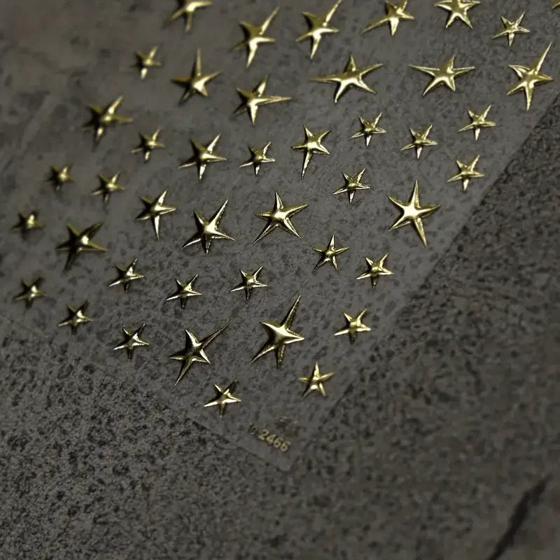 3D Bronzing Laser Silver Irregular Star Nail Decals Metallic Effect Silver Pentagram Nail Decals Adhesive Nail Art Star Stickers