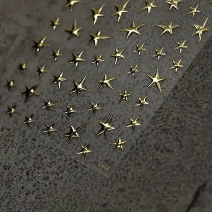 3D Bronzing Laser Silver Irregular Star Nail Decals Metallic Effect Silver Pentagram Nail Decals Adhesive Nail Art Star Stickers