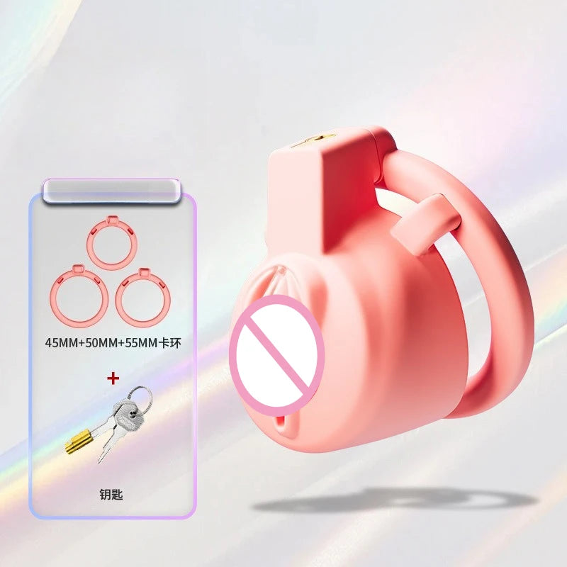 New Sissy Simulation Vagina Chastity Cock Cage Sex Toy with 4 Size Cock Ring Bdsm Penis Urethral Lock Adult Toy for Men