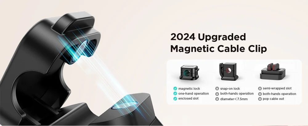 Joyroom Magnetic Cable Clips Cable Smooth Adjustable Cord Holder Cable Management Wire Keeper Under Desk Cable Organizer Holder